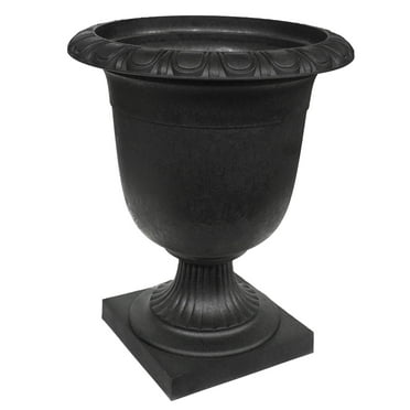 Tierra Verde Self-Watering Urn Planter, Crescendo, 19" x 23", Black