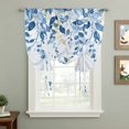 thumbnail image 2 of Blue Eucalyptus Leaves Balloon Curtains for Bedroom/Front Door/Bathroom, Watercolor Botanical Weeping Leaf Tie Up Curtains 63 Inch Length Light Filtering Kitchen Curtains Shades for Windows 46"x63", 2 of 8
