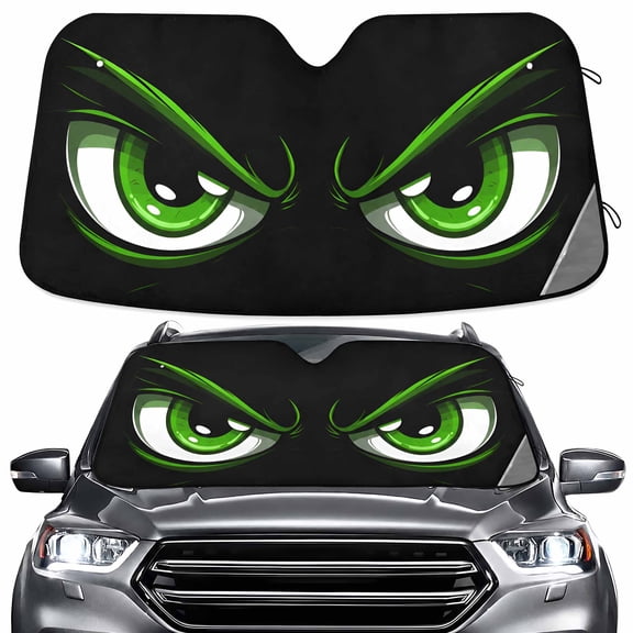 ALAZA Evil Green Eyes Pattern Car Windshield Sun Shade Foldable UV Ray Sunshade Visor Protector 55 x 27.6in
