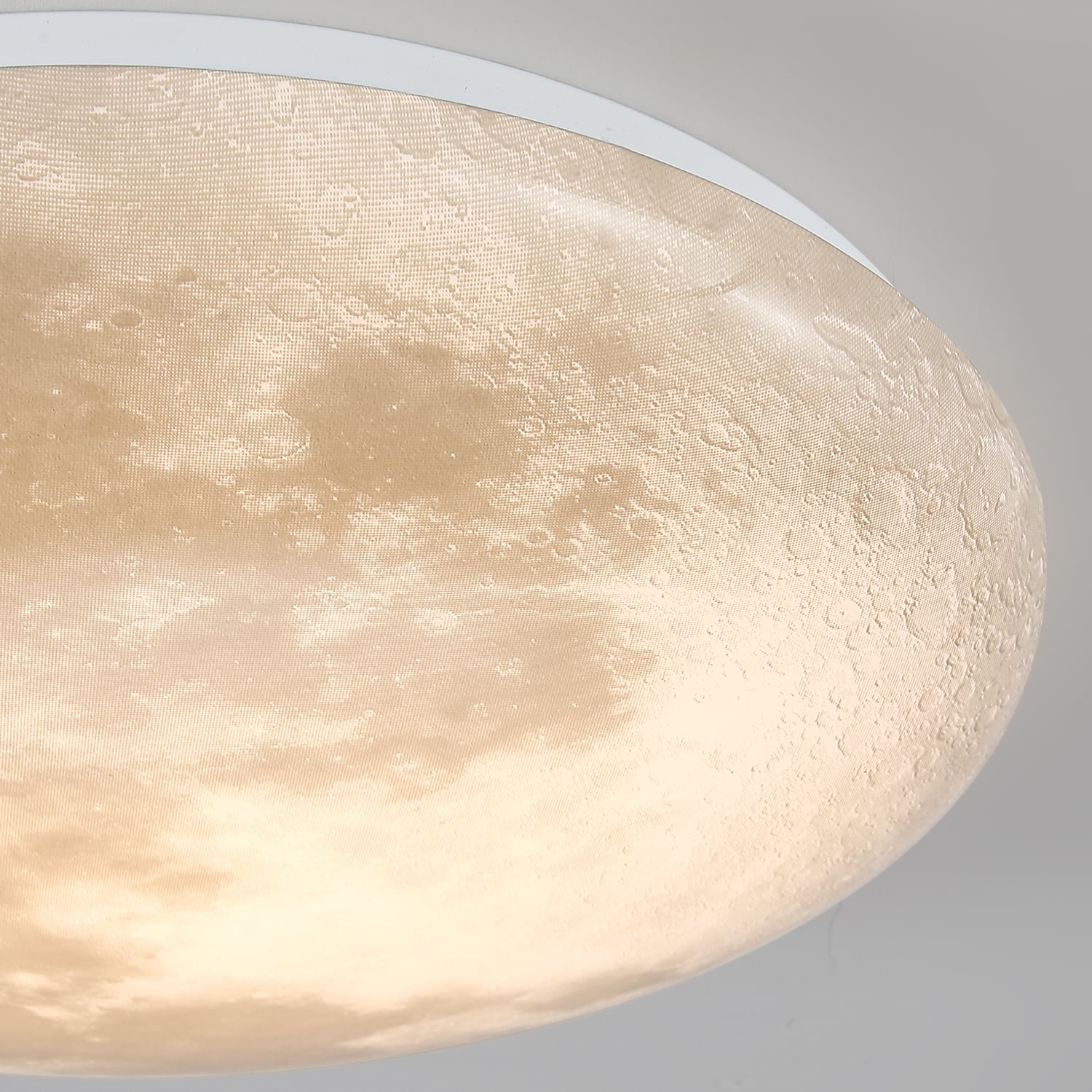 Flush Mount Fixture Ceiling Light ：15" 3D Moon Surface 5CCT Adjustable 30W LED for Bedroom, Nursery