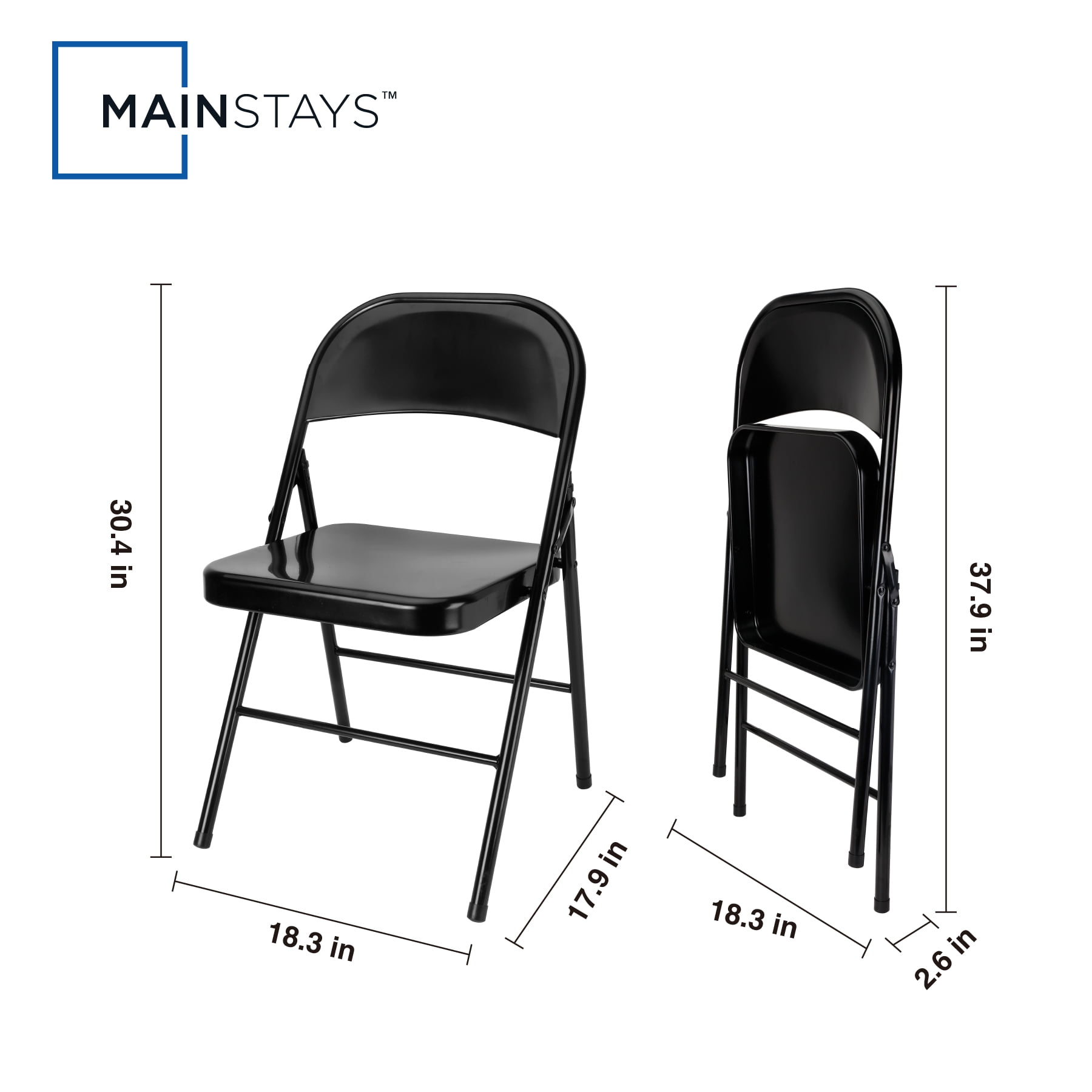 Mainstays Folding Steel Chair, Black