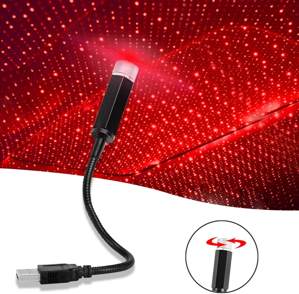 USB LED Car Auto Atmosphere Armrest Red Projector Ceiling Star Galaxy Light Lamp 