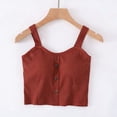 thumbnail image 2 of MOJOGO Cropped Tank Tops for Women Textured Square Neck Cami Tops Button Wide Strap Sleeveless Tops for Summer Wear Wine S, 2 of 6
