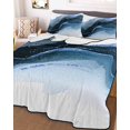 thumbnail image 3 of Quilts Twin-XL Size Bedding Set, Blue Marble Lightweight Quilted Comforter, Modern Abstract Watercolor Ombre Aesthetic Soft Reversible Bedspread Coverlet with Pillow Covers for All Season, 68" x 98", 3 of 7