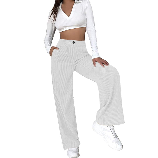 Puntoco - Pantalones acampanados informales con bolsillo de color sólido, ajustados, a la moda, para mujer Puntoco Puntoco-7559