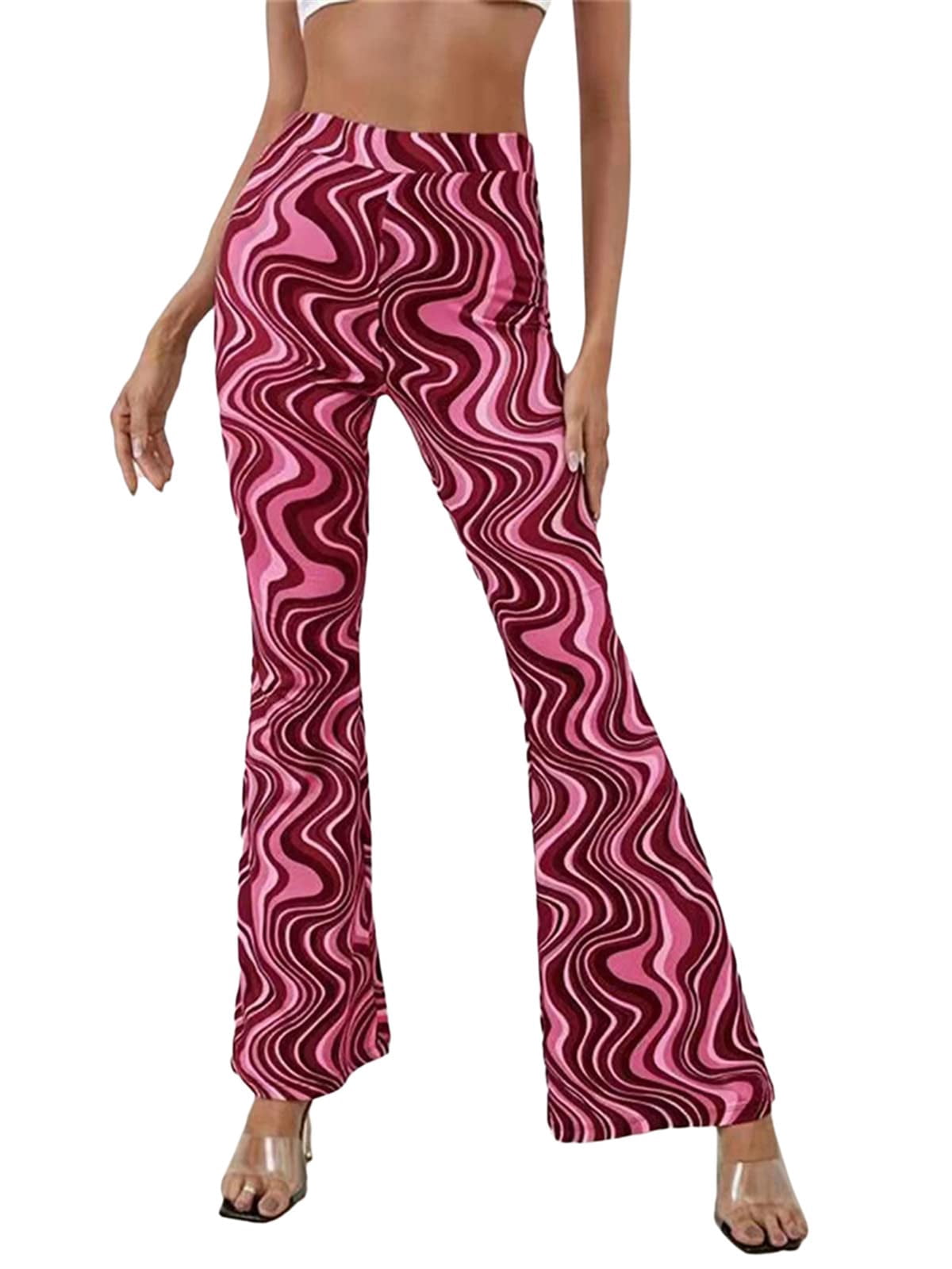 Women Boho Flare Leggings High Waisted 