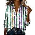 thumbnail image 3 of TaTaai Womens Carnival Print Long Sleeve Shirt Round Neck Casual Polyester Blouse Lightweight Festival Holiday Top Runs Small Gift, 3 of 5
