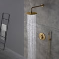 thumbnail image 2 of Boyel Living 10 inch Round Rain Shower Faucet Wall Mount 2-function Shower System with Handheld Shower Brushed Gold, 2 of 8