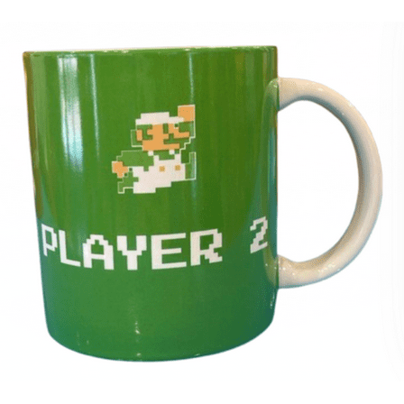 Universal Studios Super Nintendo World Luigi Player 2 Green Coffee Mug New