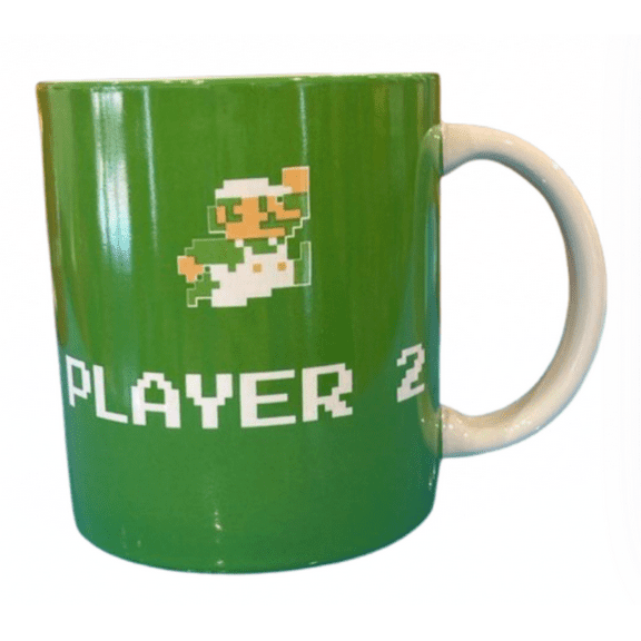 Universal Studios Super Nintendo World Luigi Player 2 Green Coffee Mug New