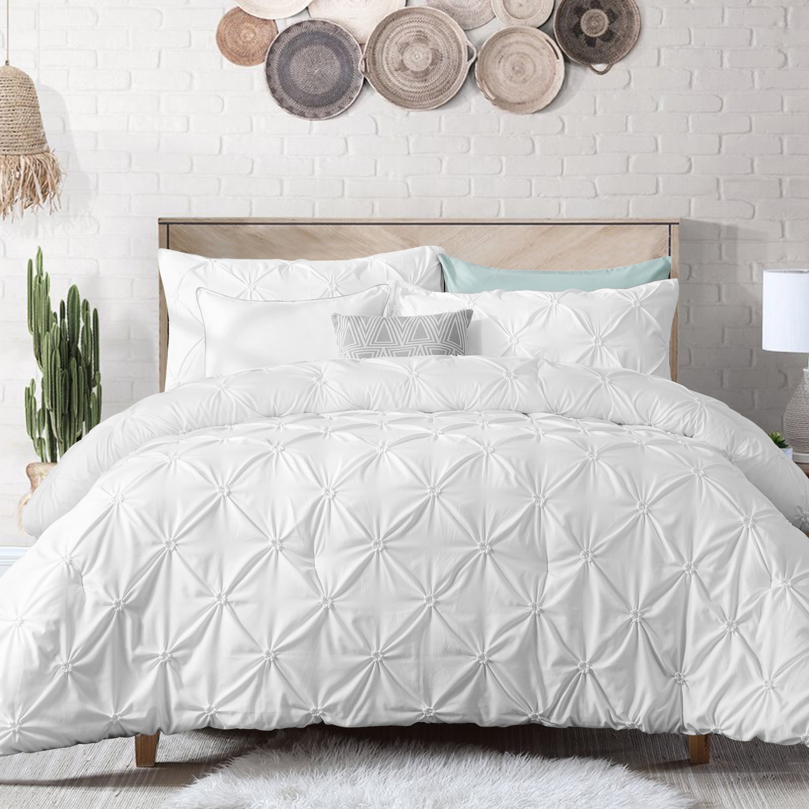 RUIKASI White Queen Comforter Set Soft and Fluffy Bedding 3 Pieces