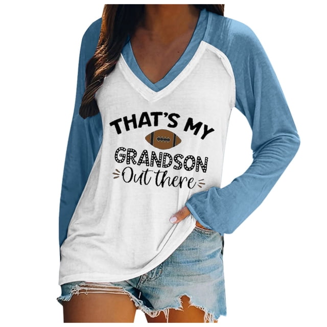 WEAIXIMIUNG Chemises de Maternité Boutonnées Femmes Décontractées Légères Col Rond Chandails en Molleton Manches Longues Imprimé Graphique Football Pull T-Shirt