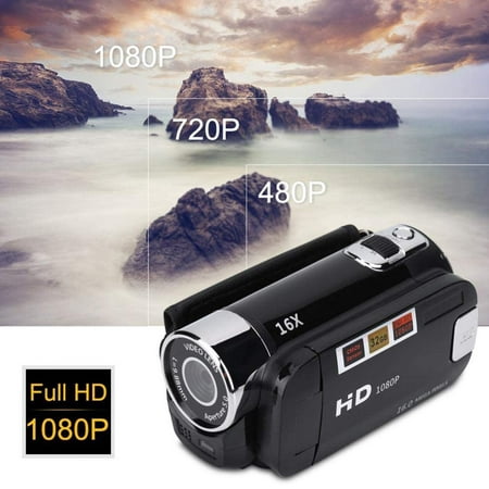 Video Camera Camcorder,Digital Camera Recorder Full HD 1080P 16MP 2.7 Inch 270 Degree Rotation LCD 16X Digital Zoom Camcorder Camera (Black)