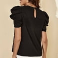 thumbnail image 3 of Posijego Women's Blouse with Pearls Puff Short Sleeve Dressy Casual Shirts Round Neck Summer Cute Tunic Tops, 3 of 6