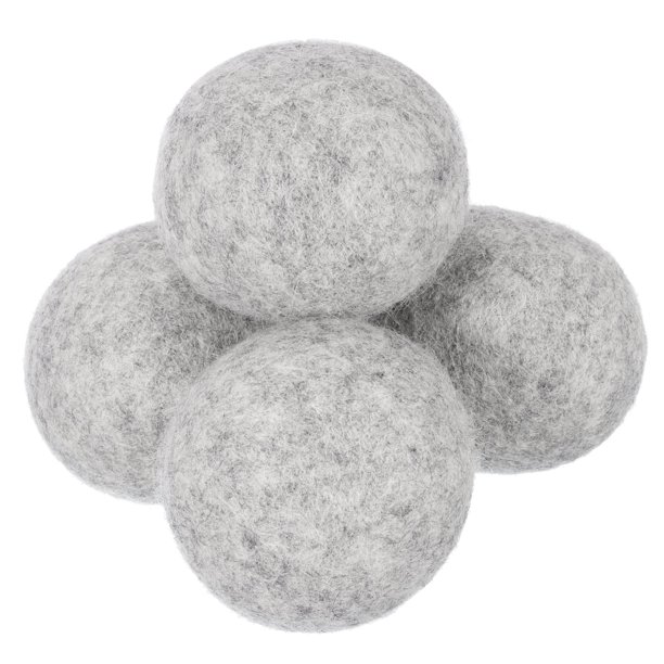 Uxcell 4 Paquetes de Pelotas de Secadora, Pelotas de Secadora de Lana de 2.4 Pulgadas para Ropa de Secadora, Gris Claro