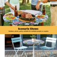 thumbnail image 6 of Elastic Fitted Round Tablecloth, Blue Spring Floral Waterproof Stretch Table Cover for 36"-44" Tables, Pink Flowers Butterfly Wooden Watercolor Washable Outdoor Tablecloths for Patio, Picnic, Camping, 6 of 9