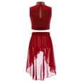 thumbnail image 2 of Hansber Kids Girls Lyrical Dance Outfit 2-Piece Sleeveless Rhinestones Crop Top with Skirt Leotard Dress Burgundy 14, 2 of 3