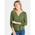 thumbnail image 2 of Time and Tru Women's Notch Neck Top, 2 of 5