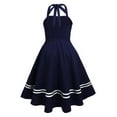 thumbnail image 3 of Women's Retro 1950s Cocktail Dress Vintage Sleeveless Rockabilly Flared A-Line Swing Midi Prom Dresses, 3 of 5