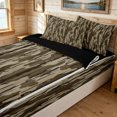 thumbnail image 3 of Manfei Abstract Camouflage Zipper Full Size Comforter Sets with Fitted Sheet and 2 Pillowcases, Mid Century Camo Zipper Bedding Set, Coyote Brown, Black Reversible, 4 Pieces, 3 of 7