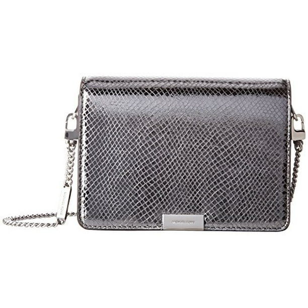 Michael Kors Jade Medium Gusset Skin Embossed Leather Clutch Handbag in Light Pewter - Walmart.com