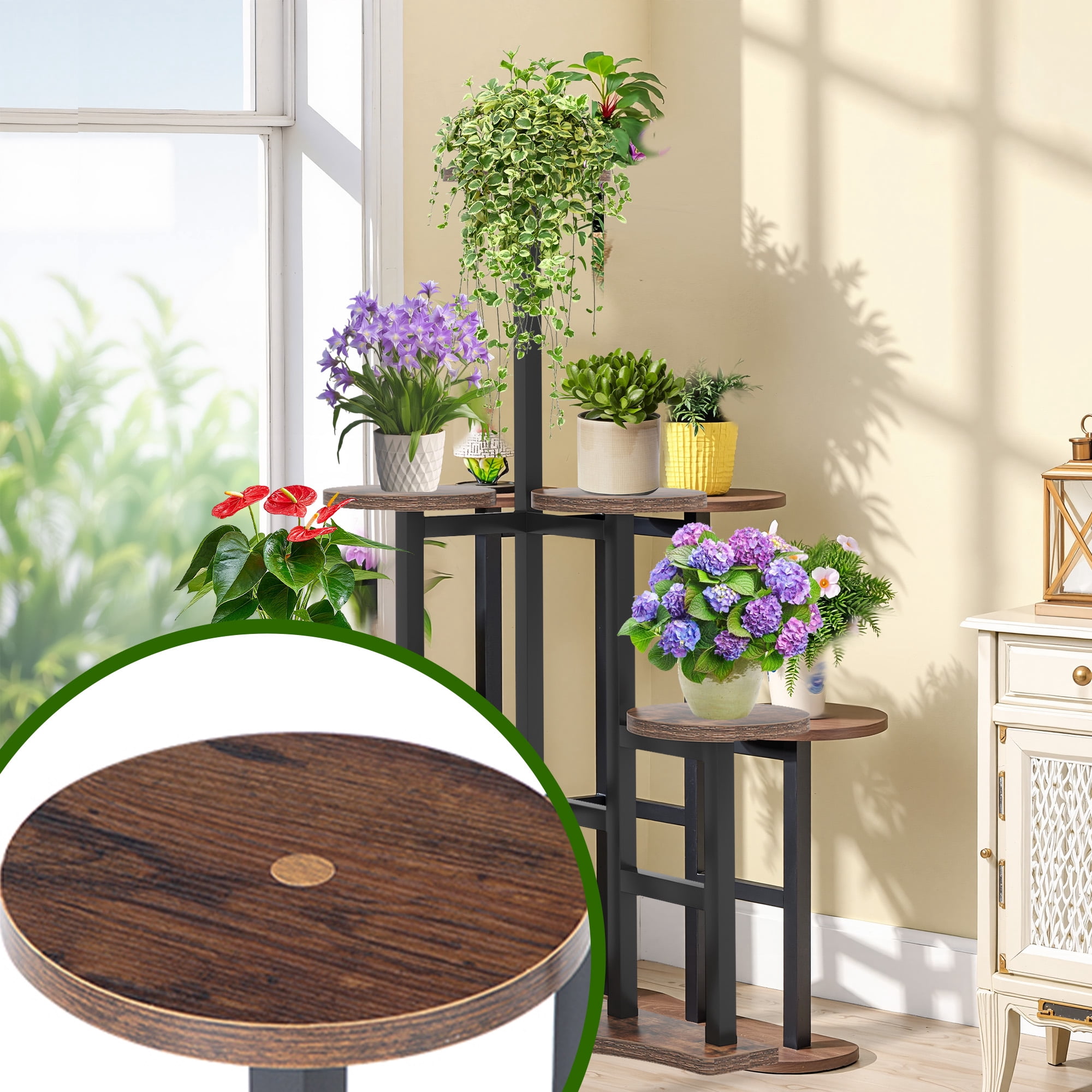 MAYEERTY 6-Tier Plant Stand High-Low Design Ample Sunlight for Plants Growth