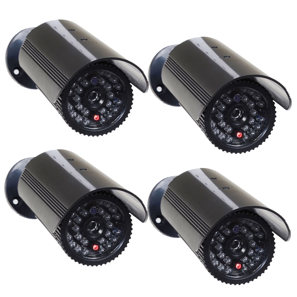 VideoSecu 4 Fake Surveillance Camera Dummy Infrared IR LED Light Home