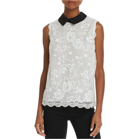 Aqua Womens Lace Pullover Blouse, White, Medium