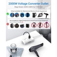 thumbnail image 3 of BESTEK 2000W Universal Travel Adapter with 3 EU/UK/AU Plug Adapter, 220V to 110V Voltage Converter, US to Europe Travel Voltage Converter for Curling Iron ,White, 3 of 8