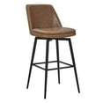 thumbnail image 2 of CHITA 30 inch Counter Height Swivel Bar Stools Low Back Set of 3, Metal Base, Faux Leather in Saddle Brown, 2 of 6