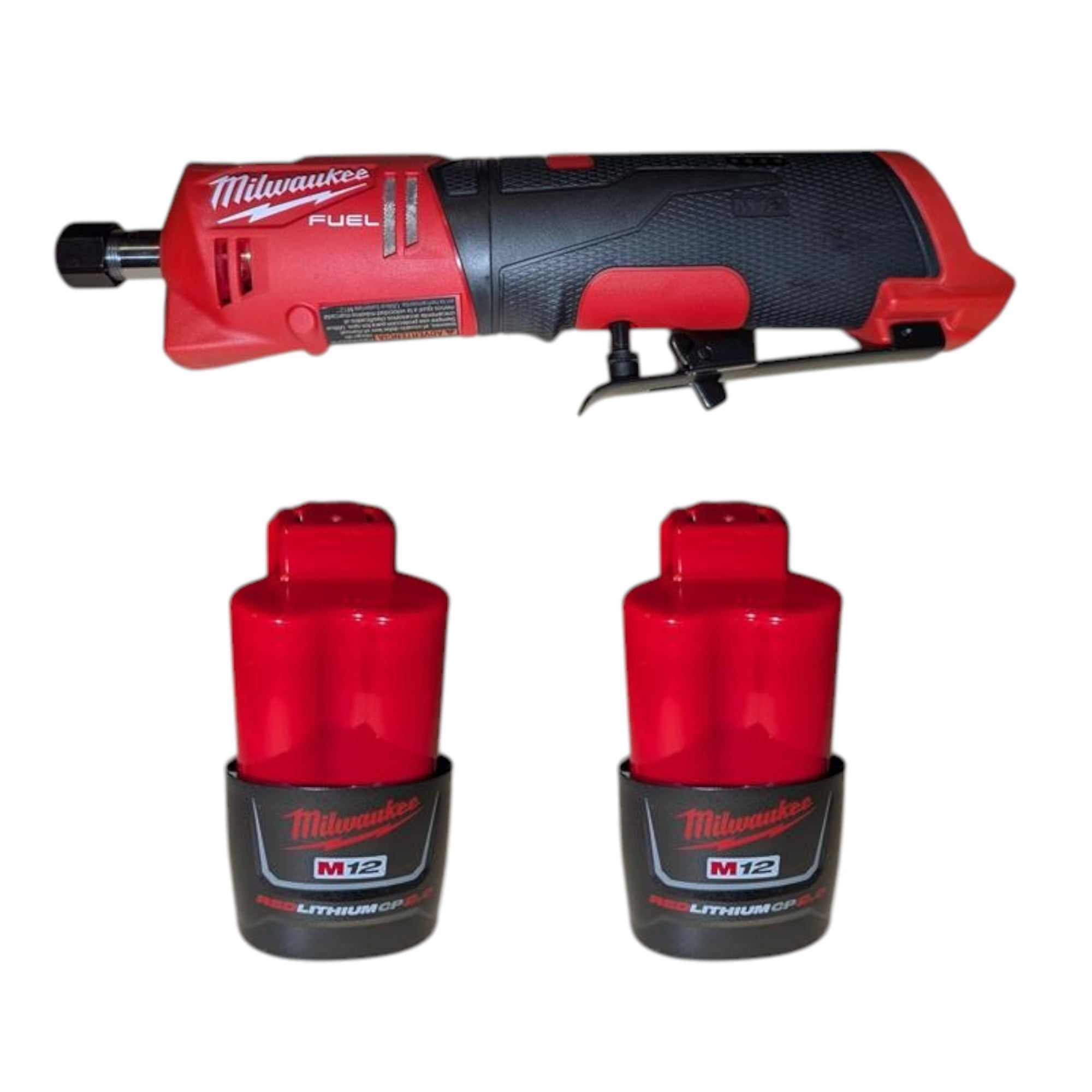 Milwaukee 2486-22 M12 FUEL™ 1/4" Straight Die Grinder Kit – Cordless Brushless Tool with 2 REDLITHIUM™ Batteries, Variable Speed, & 0.3 HP Motor Output