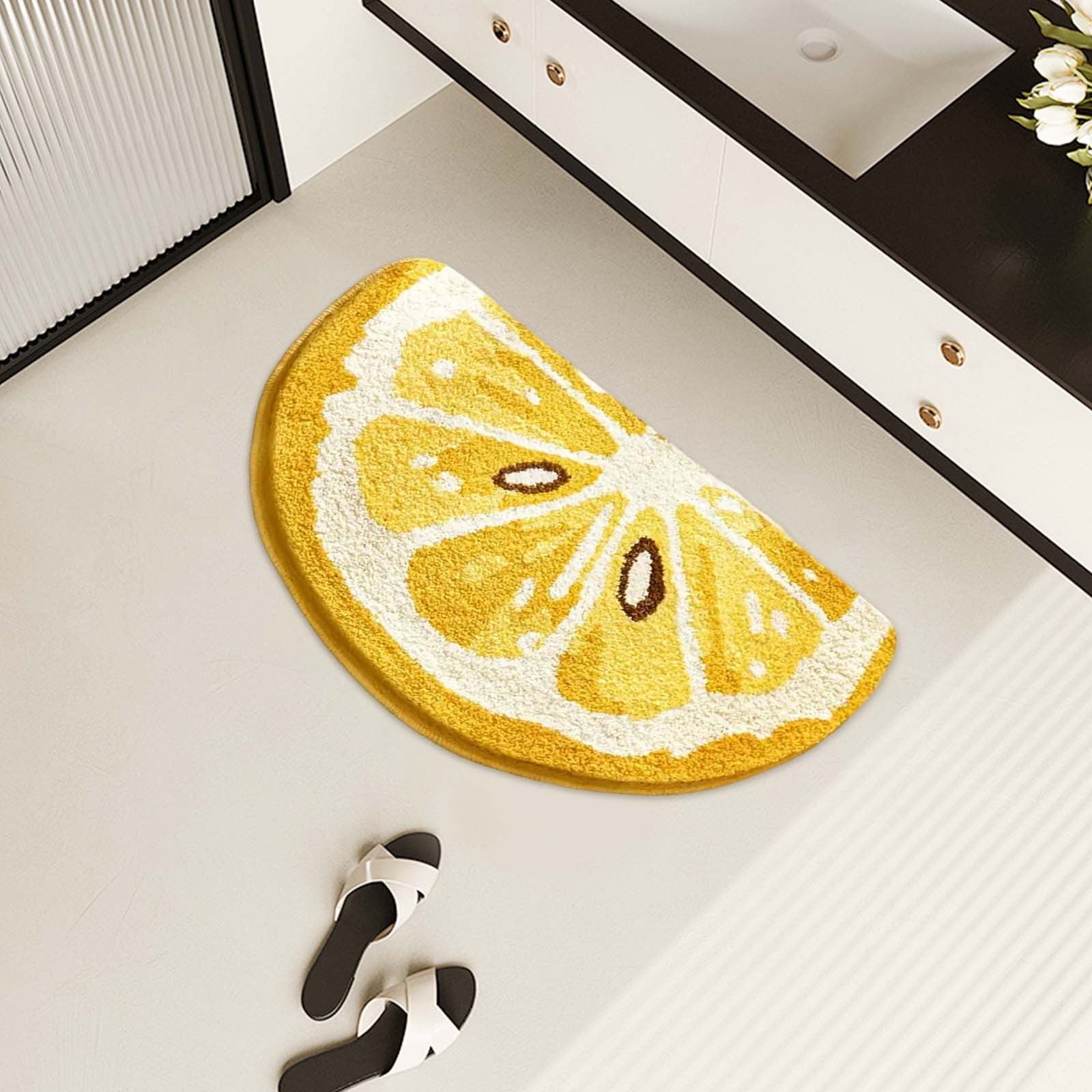 Nilvkv Lemon Bath Mat Fruit Bathroom Rugs for Living Room and Bedroom, Non Slip Small Washable Rug Lemon Bathroom Decor (15.75x23.62in)