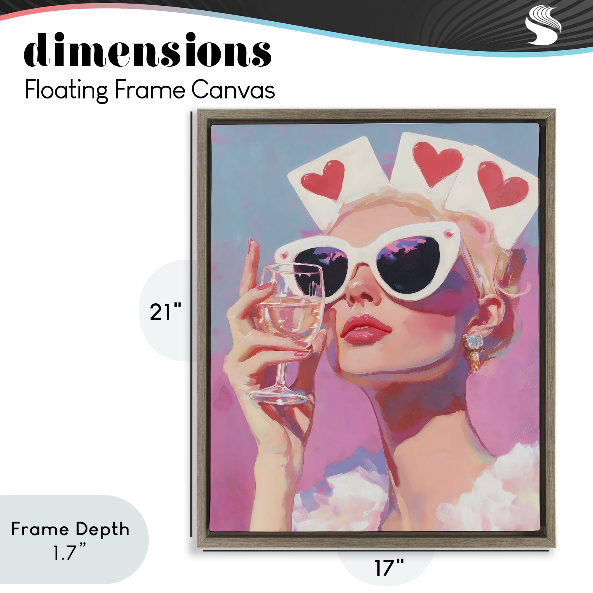 Stupell Industries Queen of Hearts Retro Glam Brown Framed Floater Canvas Wall Art, design by The Prints Vibe
