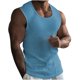 thumbnail image 2 of Camiseta sin mangas de cuello redondo para hombre, de poliéster, a rayas, ajustada, informal, para fitness, con cuello redondo y sin mangas, 2 of 6