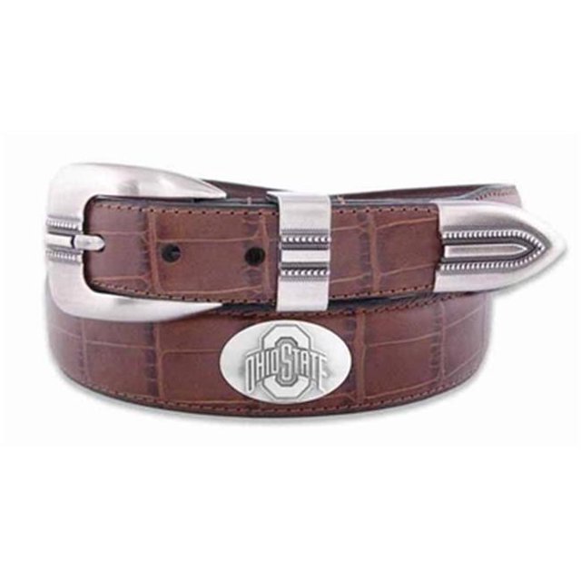 ZeppelinProducts OSU-BOLPTCRC-TAN-32 Ohio State Concho Croc Tan Leather Belt- 32 Waist