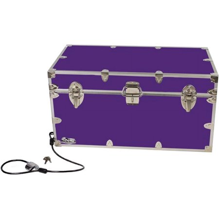Large Udergrad Storage Truk w/Cable Lock Made i the STEEL Footlocker o Durable Chest with Lid Stay 32 x 18 x 16.5 Iches (Purple)