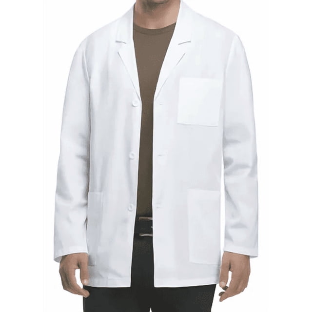 Bata Blanca de Laboratorio Larga para Adulto 100% Algodón, Uniforme Médico con 3 Bolsas, Cuello Solapa y Aberturas Laterales, Cómoda y Resistente, Ideal para Hospital, Escuela o Industria Talla 40