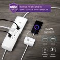 thumbnail image 3 of Globe Electric 3-ft 8-Outlet White Surge Protector Power Strip with Extendable 2-Port USB Hub, 3 of 5