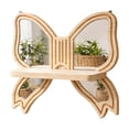 thumbnail image 2 of Cififendec Butterfly Shaped Wood Mirror Floating Shelf, 12.99"×11.61", Wall Mount Plant Display Rack for Nursery Bedroom Boho Wall Decor, 2 of 5