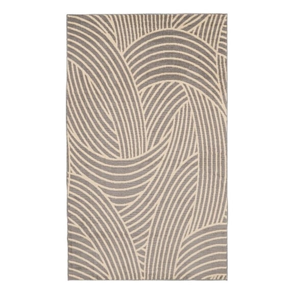Linon Calibri Binya Polypropylene 4'3"x7'3" Rug in Gray and Bone