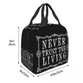thumbnail image 4 of Never Trust The Living - Bolsas de almuerzo con aislamiento Beetlejuice, bolsas de picnic impermeables, bolsa de almuerzo para mujeres, trabajo, niños, escuela, 4 of 5