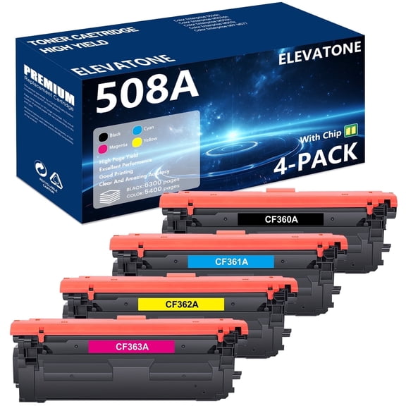 508A 508X 4-Pack Toner Cartridge Compatible for 508A 508X CF360A CF361A CF362A CF363A Color LaserJet Enterprise 552dn M553dn M553n M553x MFP M577 Printer (Black,Cyan,Magenta,Yellow)
