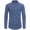 thumbnail image 6 of sogami Men's Long Sleeve Cotton Linen Shirts Band Collar Button Down Shirt, 6 of 7