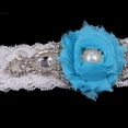 thumbnail image 4 of Colorido boda nupcial flor perlas liga cristal encaje liga despedida de soltera fiesta Azul Colcomx  Liga de encaje de boda, 4 of 7
