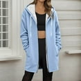 thumbnail image 2 of Atogsazn Womens Fleece Lined Jacket Casual Full Zip Long Sleeve Hooded Coat Winter Warm Soft Tops Clothing Outerwear Light Blue L Fashion, 2 of 5