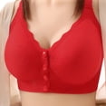thumbnail image 2 of MGDXOX Women Front Multi Button Ribbed Maternity Nursing Bra Wide Adjustable Straps Plus Size Full Coverage Soft Comfort Bra Red XXXL, 2 of 5