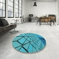 thumbnail image 4 of Ahgly Company Machine Washable Indoor Round Transitional Dark Cyan Green Area Rugs, 7' Round, 4 of 7