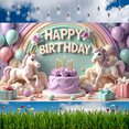 thumbnail image 7 of Yatrandify Pastel Unicorn Birthday Banner Colorful Cake Celebration Decorative Design for Kids Party Celebration, 7 of 7