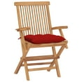 thumbnail image 2 of vidaXL Garden Chairs with Red Cushions 4 pcs Solid Teak Wood, 2 of 12