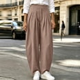 thumbnail image 2 of Cmtiyu Linen Pants Women, Casual High Waist Lightweight Palazzo Pants with Pockets, Comfort Loose Outdoor Pants, S-2XL, 2 of 10